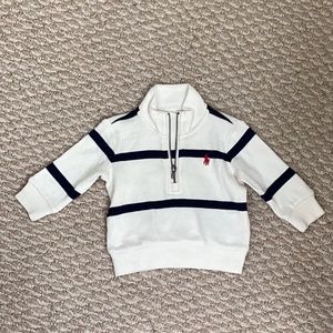 Ralph Lauren 3M Kids white and blue striped quarter zip